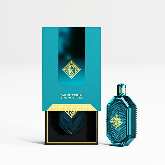 Exquisite Dark Green Luxury Perfume Packaging Box with Gold Foil Embossed Logo