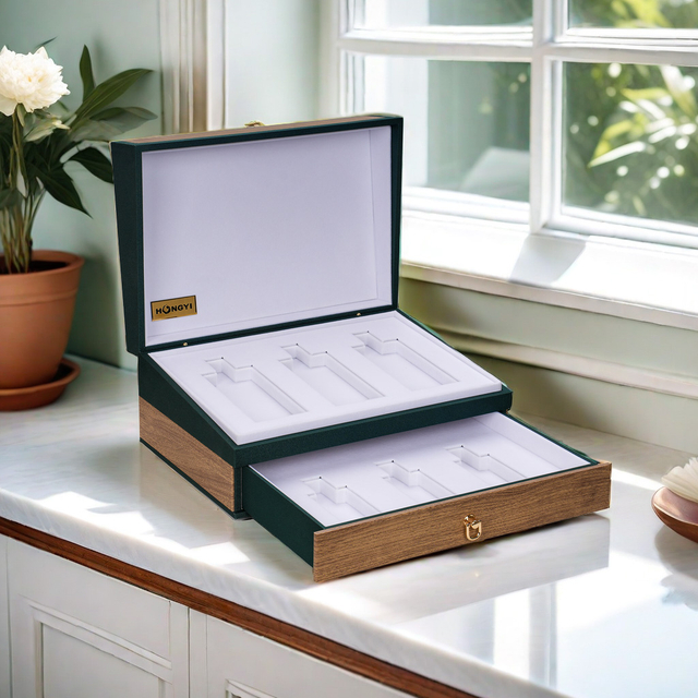 Exquisite Wooden Perfume Gift Set with Two Layers