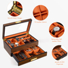 6 Slots Wooden Watch Storage Gift Box Jewelry Organizer With Drawer And Real Glass 