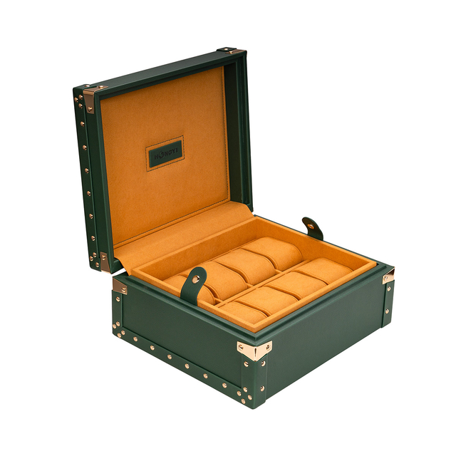 Luxury 8 Slot Genuine Leather Watch Storage Case for Gift