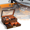  6 Slots Wooden Watch Storage Gift Box Jewelry Organizer With Drawer And Real Glass 