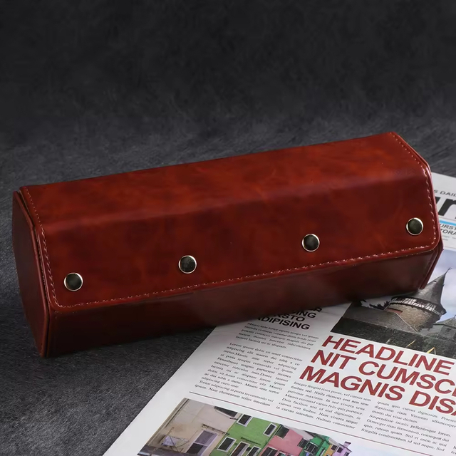  Luxury Hexagon Triple PU Leather Watch Roll Case for 3 Watches