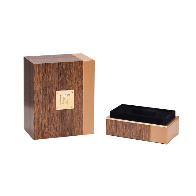 Luxury Wood Grain Leather Veneer Empty Perfume Case for Display