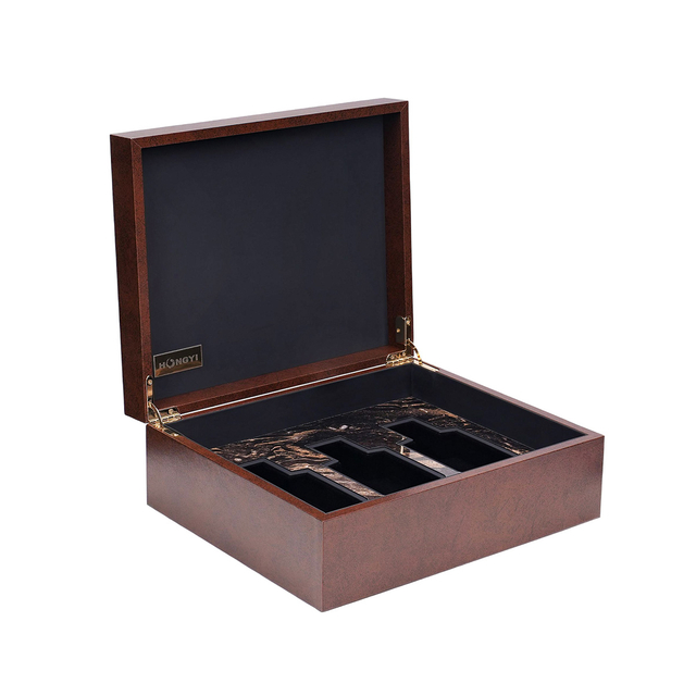 Modern Marbled Veneer 3 Slots PU Leather Perfume Case for Perfume Collectors