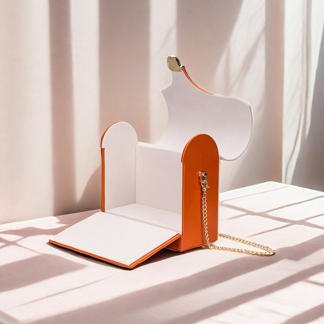 Stylish Orange PU Leather Handbag Gift Case for Fashionable Women