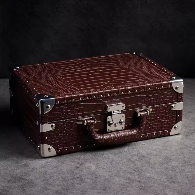 Luxury Crocodile Pattern Leather Watch Box Organizer for Men